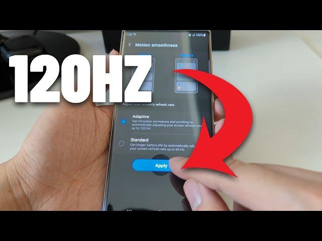 How to turn on Samsung Galaxy S23 Ultra Adaptive 120hz Display