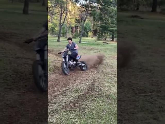 Apollo 125 with a flat tire RIPPING! — #Shorts #dirtbikes #gopro