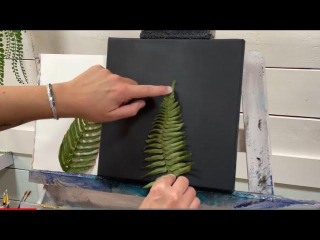 How To IMPRINT Using FERNS  Acrylic painting tutorial for beginners! Creating modern art ️