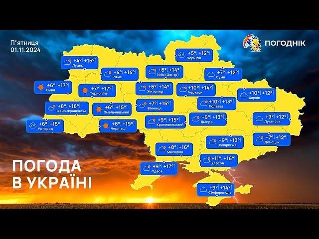  Погода на кінець жовтня. Погода на завтра. Погоднік.