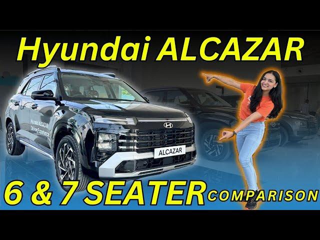 HYUNDAI ALCAZAR Facelift 6 & 7 Seater Comparison Video | New Alcazar Video | XUV700 & Harrier Rival