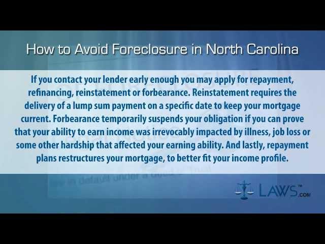 How to stop foreclosure in North Carolina