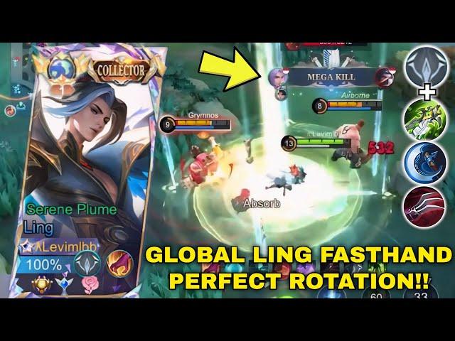 GLOBAL LING FASTHAND PERFECT ROTATION!! | LING FASTHAND GAMEPLAY WITH BEST BUILD & EMBLEM 2024!!