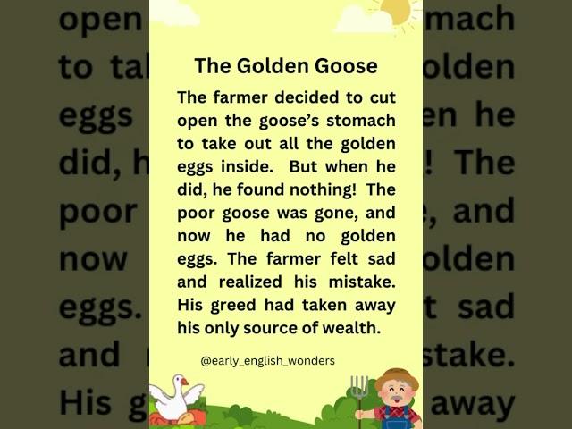 "Golden Goose Story | Moral Story for Kids | Fairy Tale for Preschool & Homeschool"