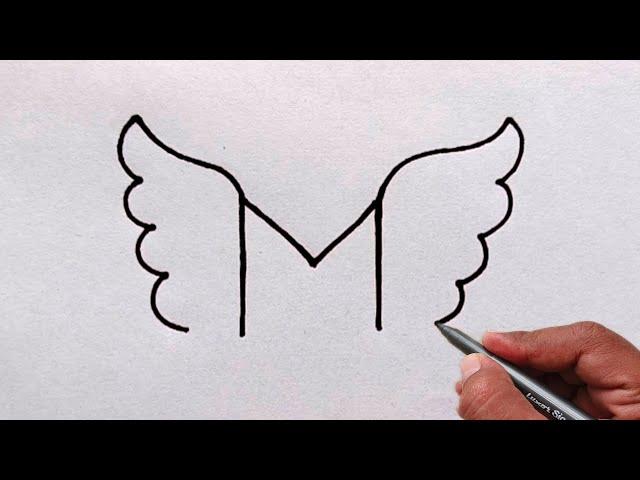 How to draw cute parrot from letter M | easy parrot bird drawing for beginners | Letter drawing