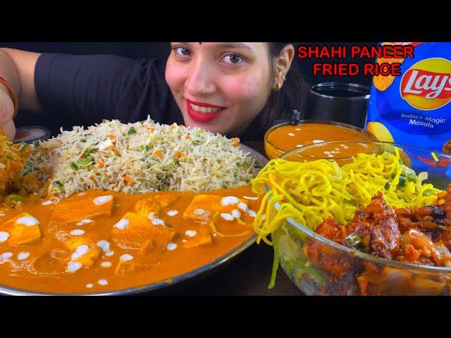 Eating Spicy Shahi Paneer, Chicken Manchurian, Fried Rice, Street Noodles | Indo Chinese Food Asmr