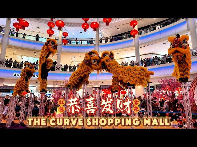 Golden Acrobatic Lion Dance Performance at The Curve Shopping Mall | CNY 2025