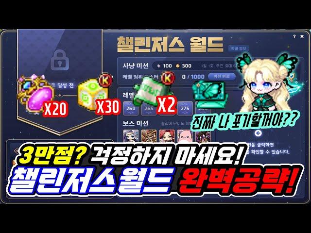 [한자] 챌린저스 월드 완벽공략!! (3만점? 걱정 마세요!! 우리 모두 챌린저스 월드 보상 다 받아보자구요!! 싹 계산해봤습니다!!) [메이플스토리]