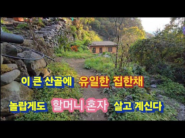 깊은 산골에 집한채 그 속에 놀랍게도 할머니 혼자 살고 계신다.