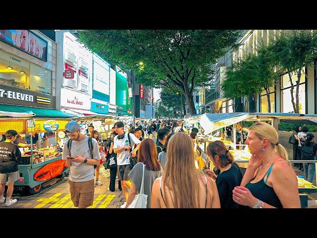 Seoul Night Walk on Myeongdong Street After Heavy Rain | Walking Tour Korea 4K HDR