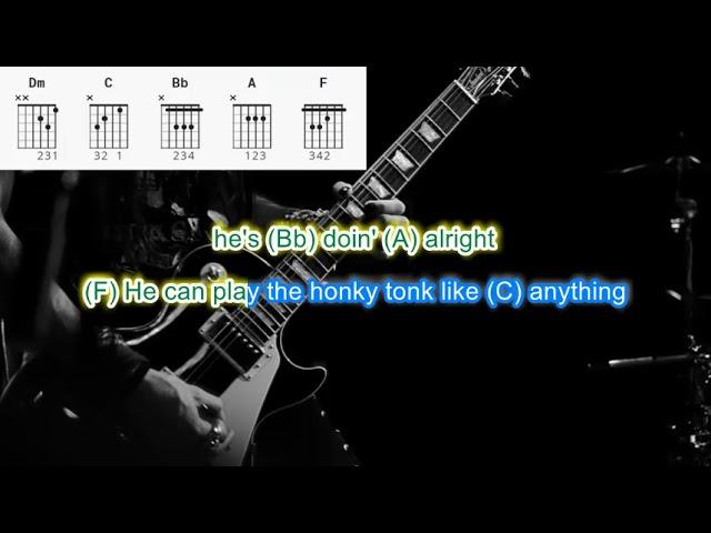 Sultans of Swing by Dire Straits play along with scrolling guitar chords and lyrics