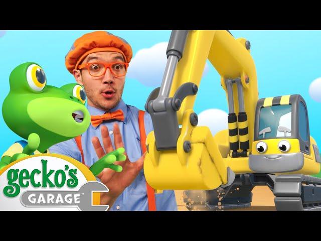 The Excavator Song! Gecko and Blippi Sing Along | Gecko's Garage | Trucks and Vehicles For Children