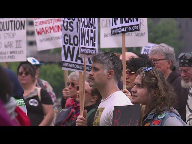 ‘We are here to say no’: Anti-war protest held in Portland after US military strikes in Iran