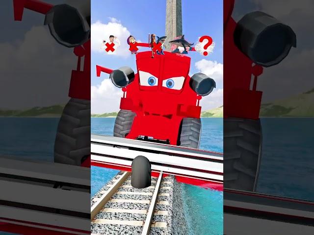 Funny Weird Strange Characters and Masha and Bear VS Crazy Train! - BeamNG.Drive