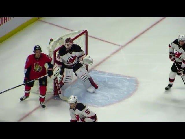 Cory Schneider in action during the Devils @ Senators hockey game