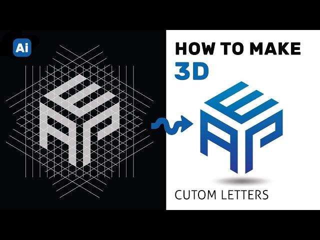 How To Make Any Custom Letters Logo Template With 3D Cube | Adobe Illustrator Tutorials | In Grid