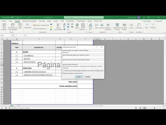 Como insertar firma en Excel @Excel