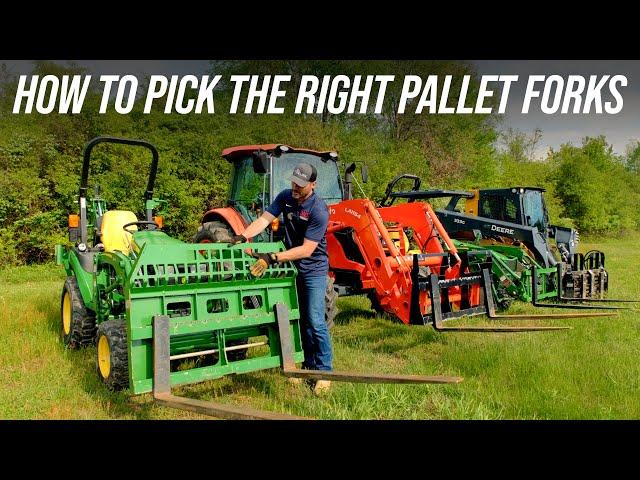 GUIDE TO TRACTOR PALLET FORKS.  WHAT SIZE PALLET FORKS? 