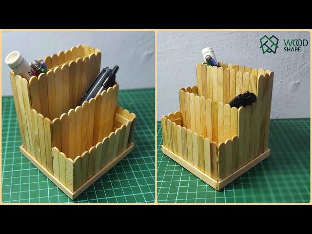 DIY Pen Holder With Ice Cream Sticks | DIY Desk Organizer With Ice Cream Sticks