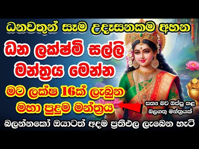 මාරම පුදුම මන්ත්‍රයක් මේ ඉල්ලන සෑමදේම මට ලැබුනා Lakshmi Money Mantra | Om Maha Lakshmi Namaha