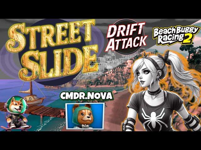 Street Slide "Drift Attack" |Cmdr.Nova + Paw Print Decal| Screamin'Jack |(Beach Buggy Racing 2)