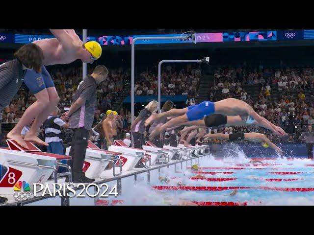 Australia, Team USA go toe-to-toe in men's 4x100m freestyle relay heat | Paris Olympics | NBC Sports