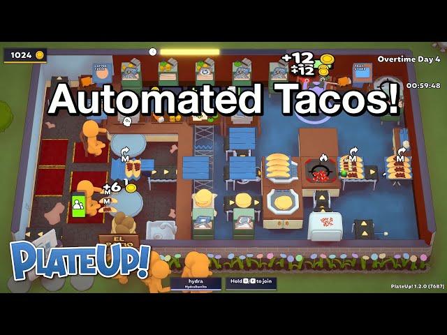 Solo Day 1 to Auto Diner Tacos on OT4 - Automation - PlateUp!