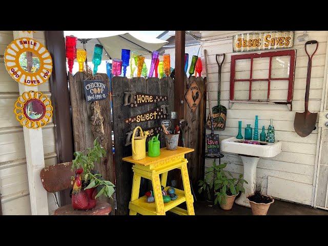 Garden Decor Tour - Antiques, yard sale finds, Thrift Store Treasures!