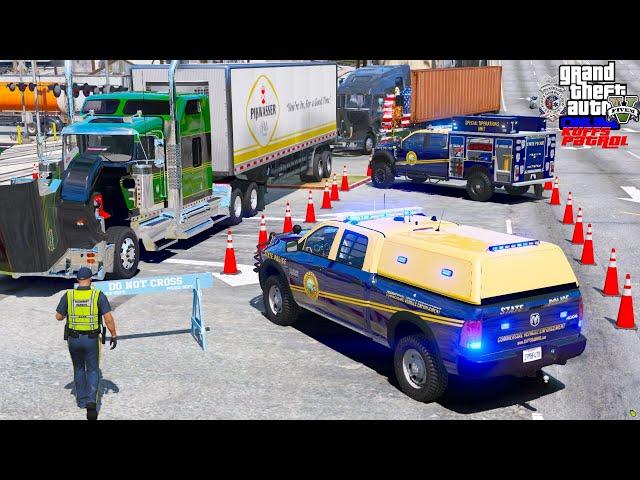 Police Running A Commercial Vehicle Enforcement Checkpoint In GTA 5 Roleplay