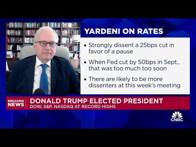 The market is celebrating a Trump win, anticipating tax cuts and deregulation, says Ed Yardeni