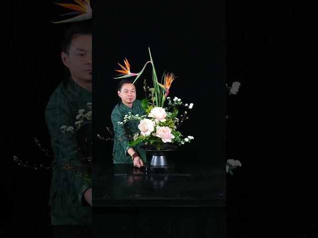 Bird of Paradise & Peony – A Floral Masterpiece #floralarrangement #ikebana #florist