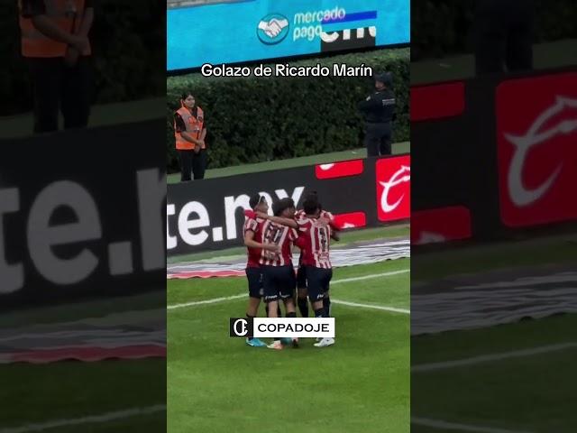 El golazo de Ricardo Marín en el partido de Chivas vs Necaxa para poner el 2-1 #gol #ligamx #gdl