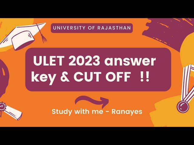 ULET 2023 CUT OFF ! ULET 2023 ANSWER KEY! #ulet #ulet2023  #rajasthanuniversityexam2023