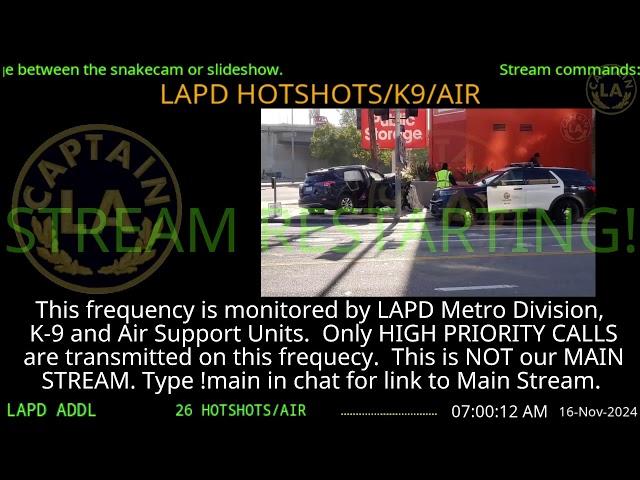 16-NOV-2024 LAPD HOTSHOTS - LA Police Scanner High Priority Calls - LA Captain ARCHIVE  -