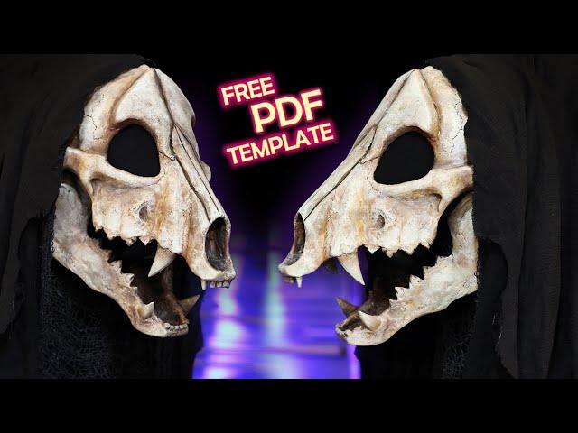 How to Make a Dog Skull Mask with Moving Jaw - Free Foam Templates - Werewolf Fursuit Head Tutorial