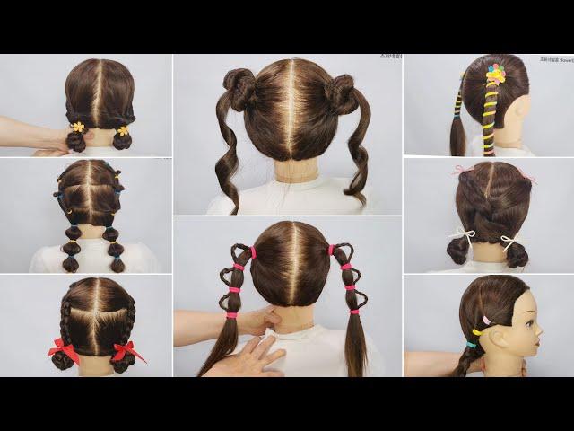 Flower 0415 Channel's 8  Pigtails Collection! HairStyle for baby girl! School Hair Don't Worry!