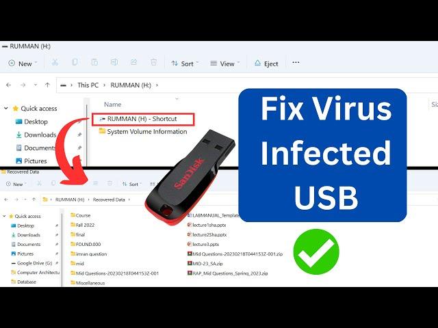 How to Recover Corrupted Hidden Files From Virus Infected USB Pendrive | Remove Shortcut Virus