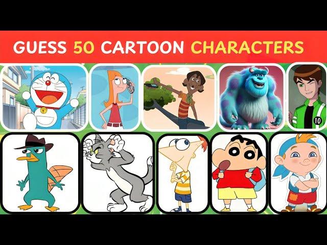 GUESS THE CARTOON CHARACTER QUIZ  | CAN YOU GUESS 50 CARTOON CHARACTERS?