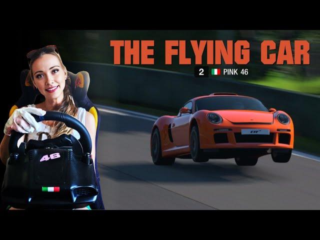 PINK46 - sim racing girl on the flying car! at a certain point it takes off