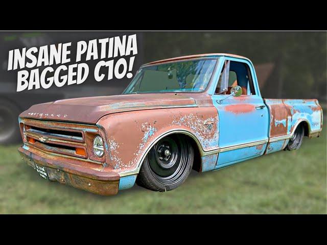 Crazy Patina One Owner Bagged C10 Chevy!! LS FEST 2023!!  (Rustomod Reviews Ep.7)