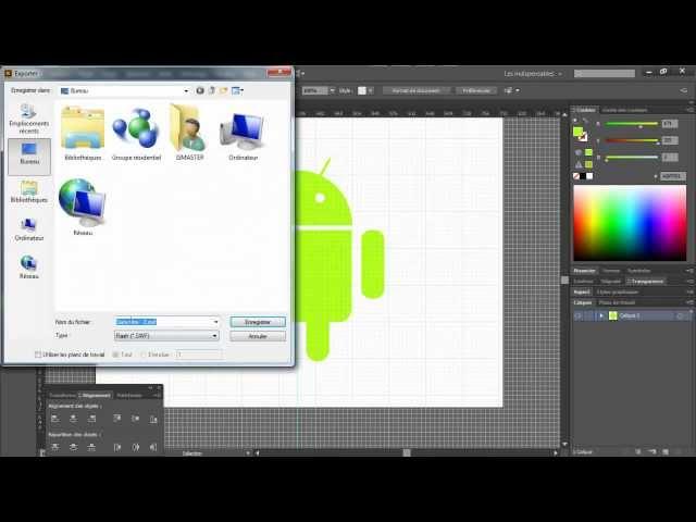 Android logo avec Illustrator & Flash cs6 ( banniere simple )