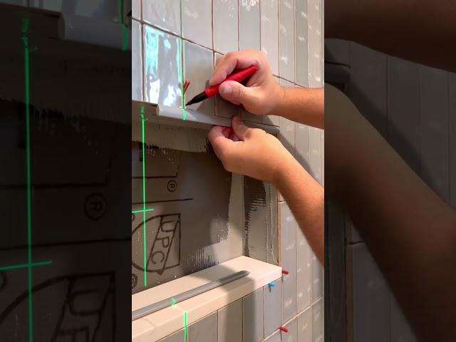 Installing a tile shower soap niche using our patented trim square #tiling #howto #tile #diy #niche