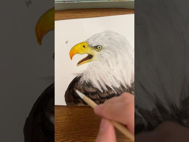 Painting an eagle with my new jelly gouache set!  