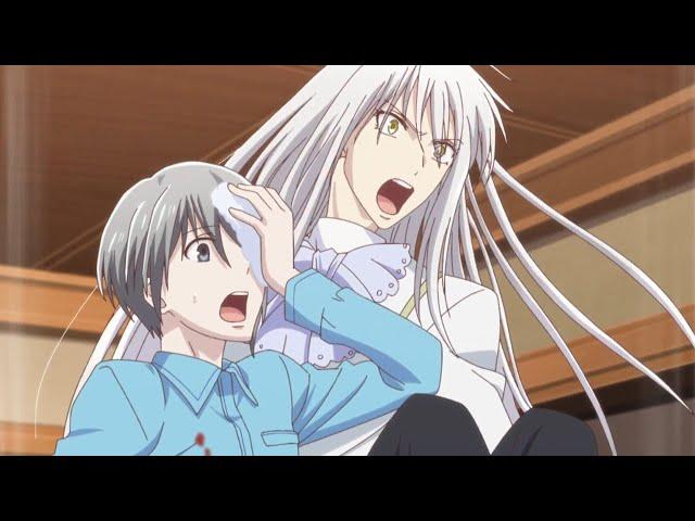 Akito hits Yuki's head and bleed, Ayame to the rescue - Fruits Basket 2nd Season Episode 24