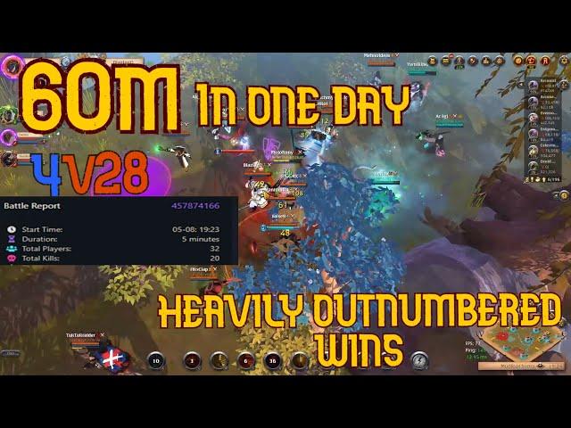 60M in one day 4v28 | Albion Outnumbered PvP | Seriously Casual | 4vX