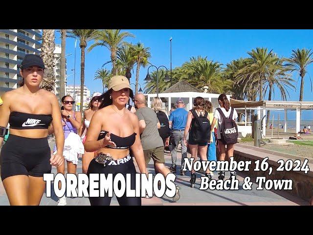 Torremolinos Beach and Town Walking Tour Malaga Spain Costa del Sol November 2024 [4K]