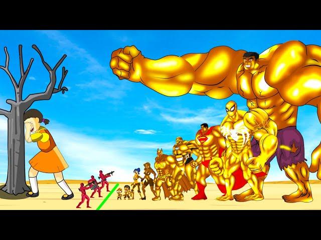 Evolution Of GOLD HULK & SPIDERMAN, SUPERMAN, BATMAN Playing Squid Game 2 Animation | 어몽어스 오징어 게임 2