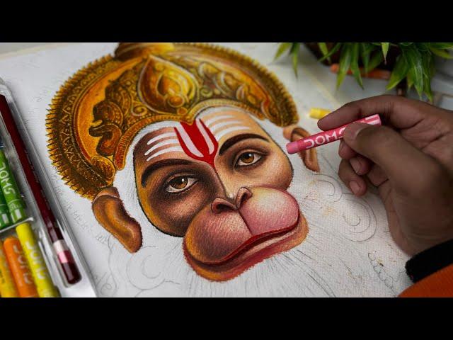 Hanuman Ji Drawing,  Lord Hanuman Drawing,  Oil pastel Drawing