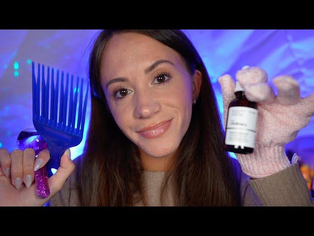 ASMR / Personal Attention While You Fall Asleep (skincare, hair treatment, face massage)