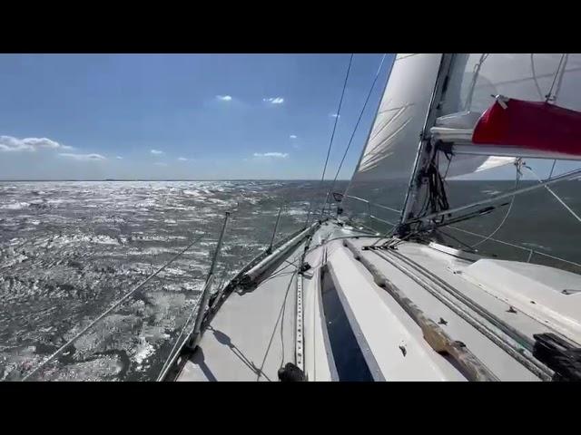 Sigma 33 Sailing across Morecambe Bay, 24kts wind.